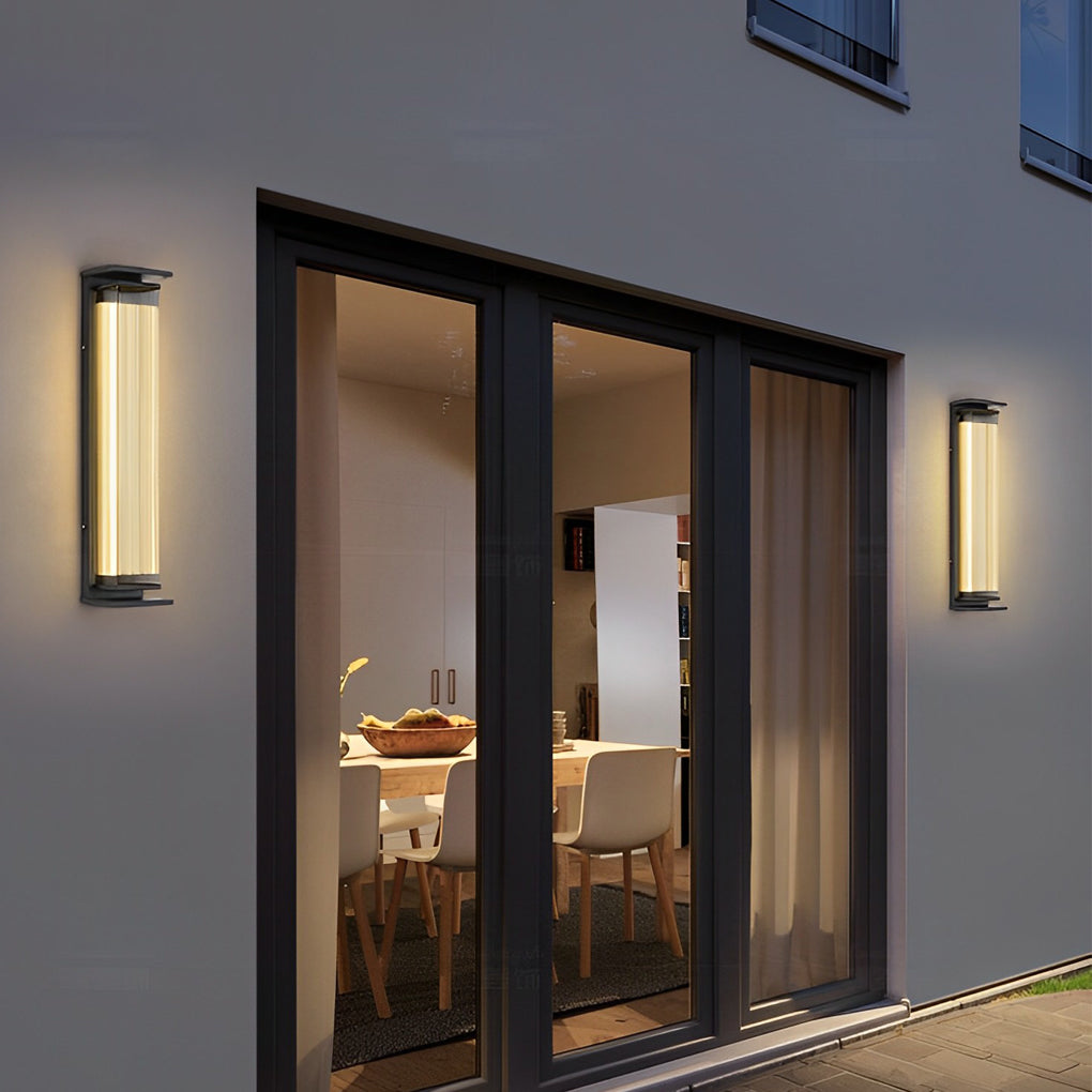 Industrial Black LED Outdoor Wall Light with Acrylic Shade
