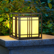 Modern Square LED Outdoor Post Cap Light - Waterproof Black
