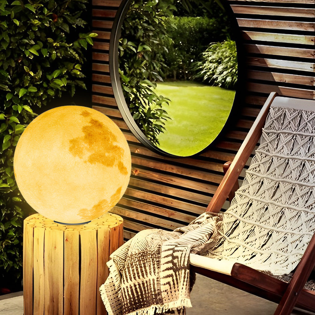 Moon Globe Outdoor Post Light - Modern Pier Mount Pillar Lamp