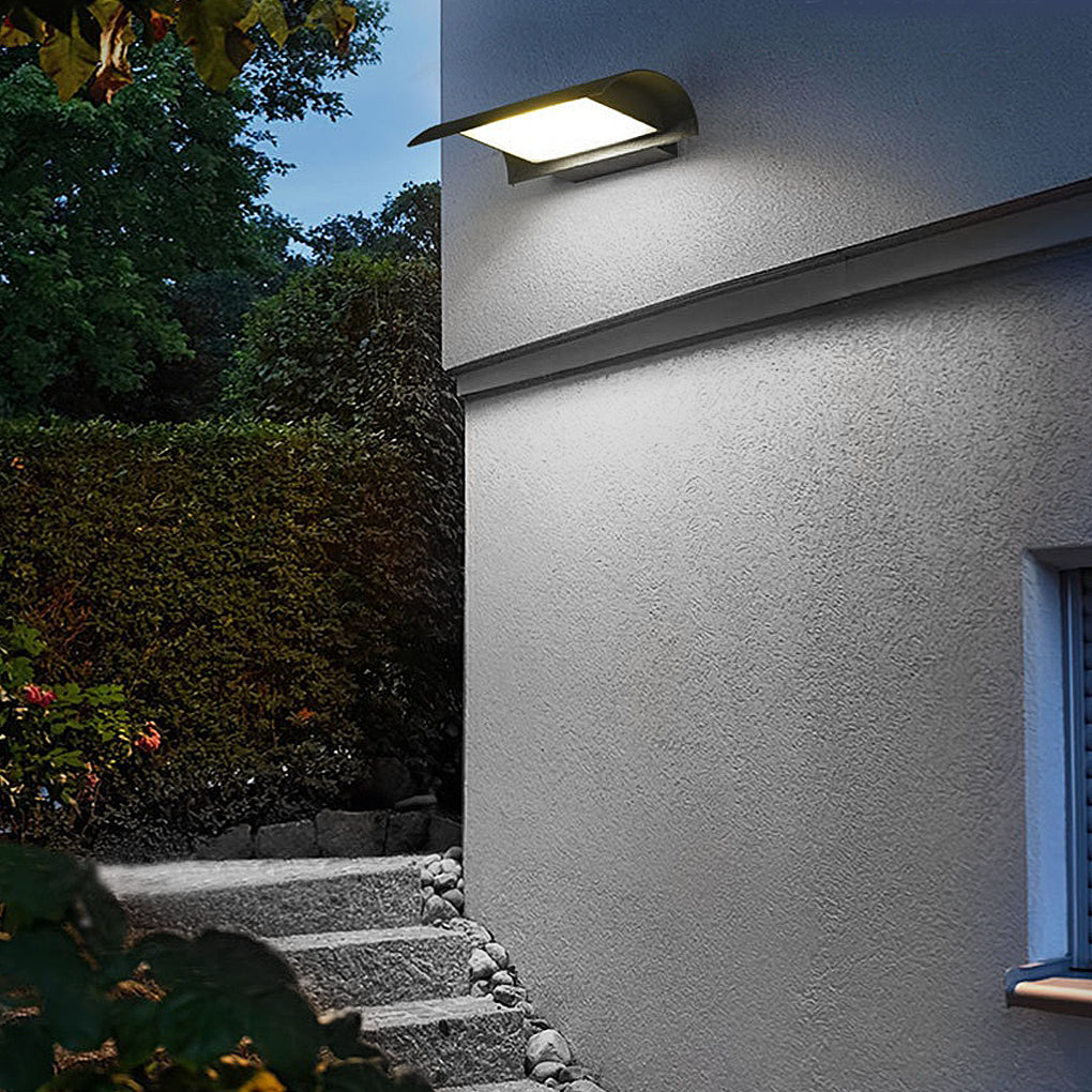 Curved LED Outdoor Wall Lamp – Black Aluminum Waterproof Sconce