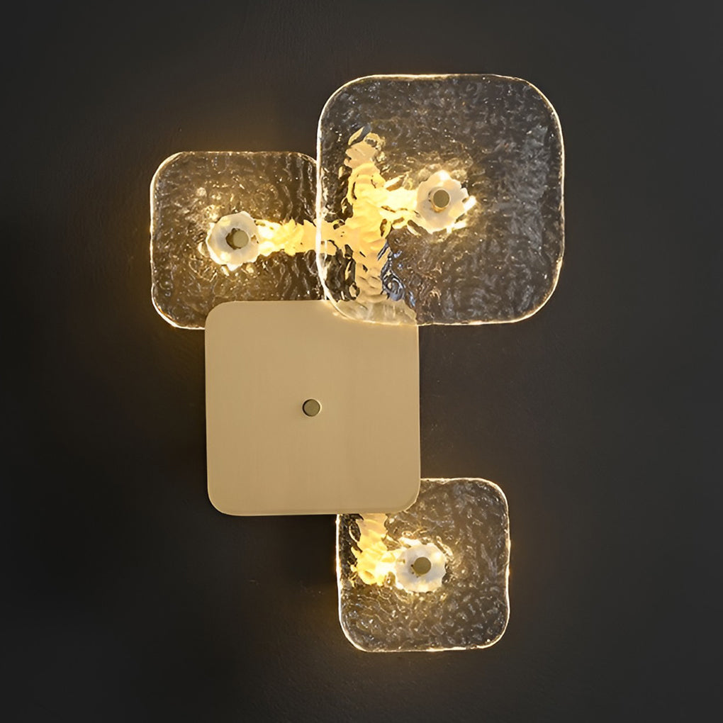 Modern Rounded Square Glass Copper LED Wall Sconce