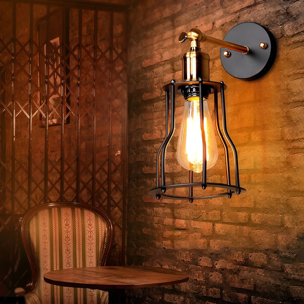Adjustable Industrial Wall Sconce - Iron & Copper E27 Socket