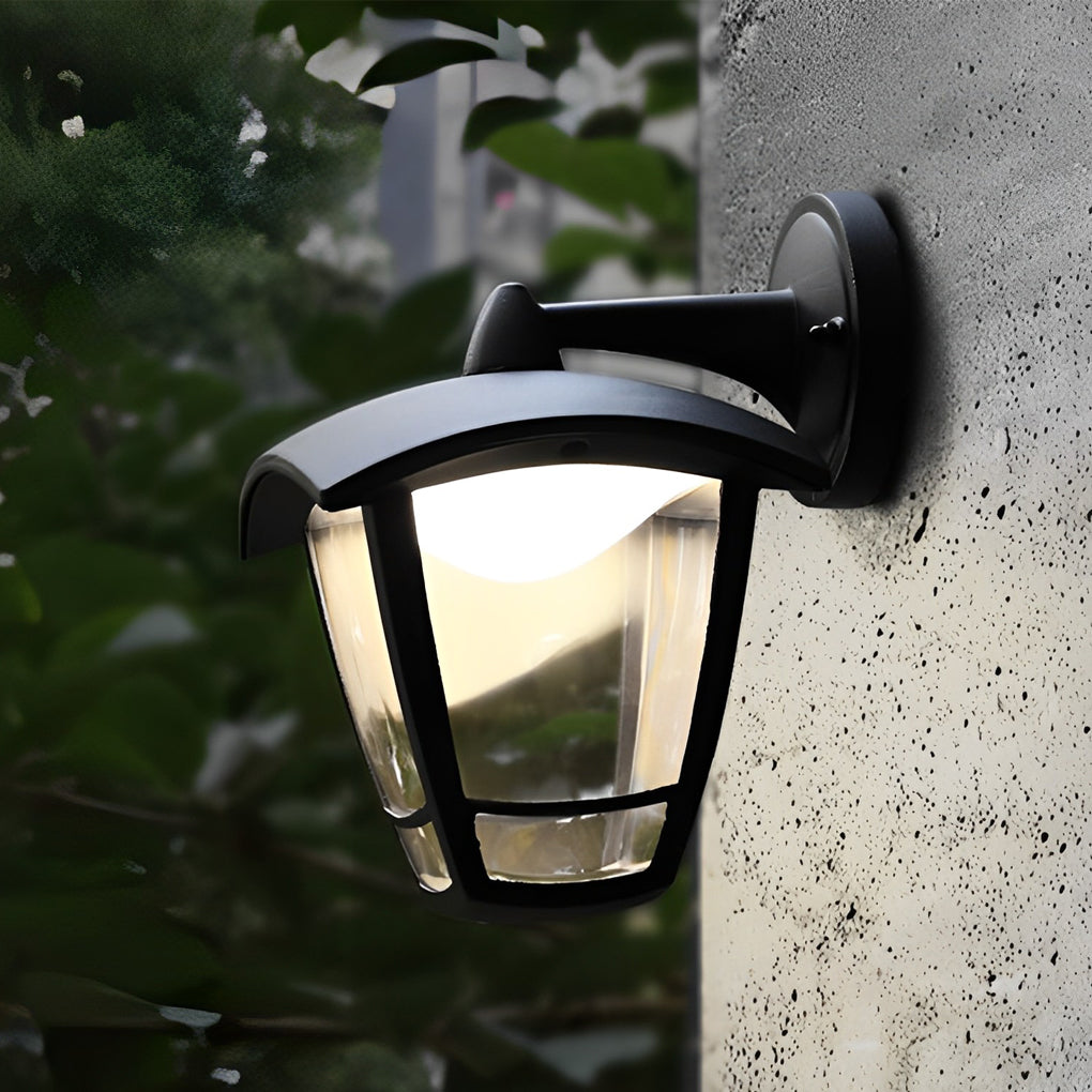 Industrial Black Aluminum Outdoor Wall Sconce with Acrylic Shade