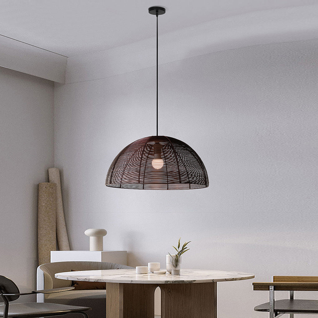 Semicircular Woven Metal Pendant Light - Rustic Modern Dining