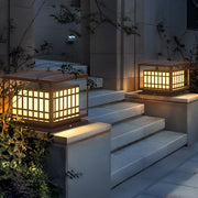 Modern Square LED Outdoor Post Light - Waterproof Brown Pillar
