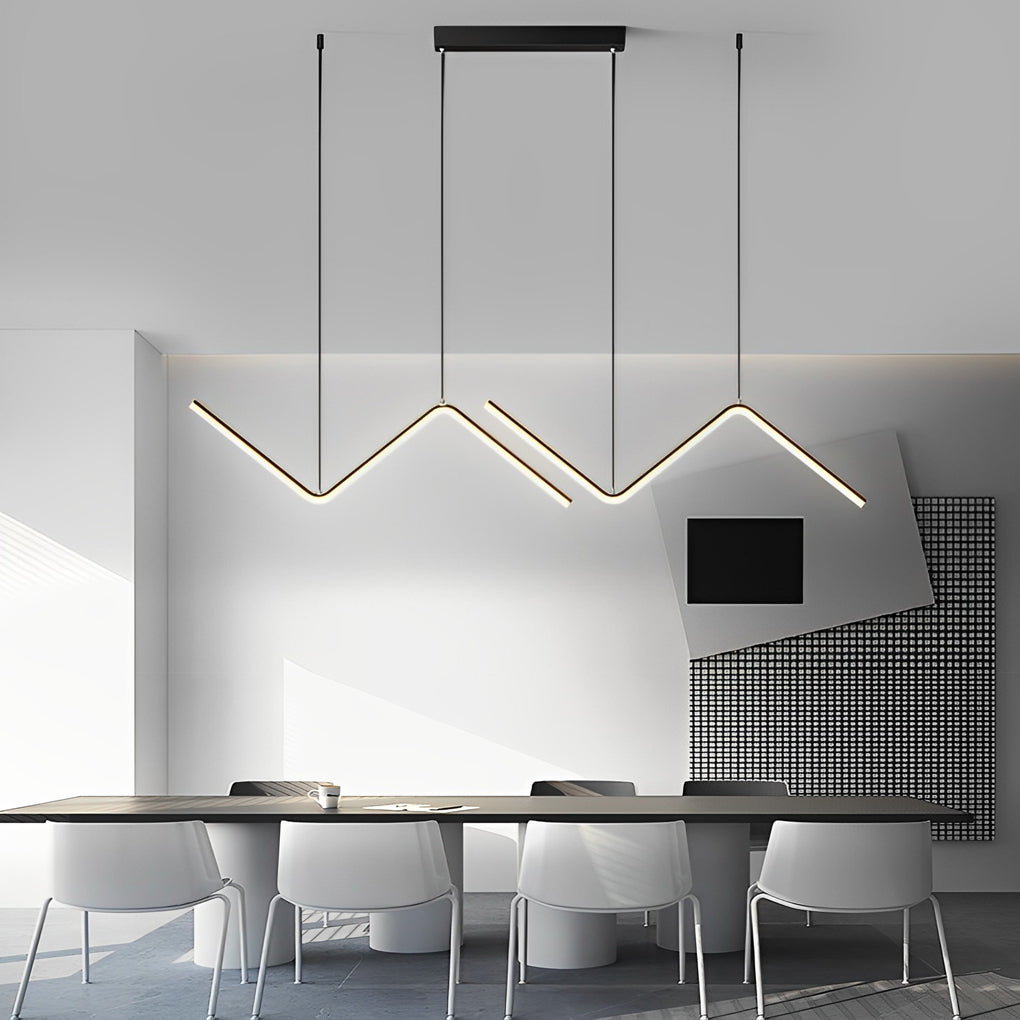 Wavy Linear LED Pendant Light with 3-Step Dimming