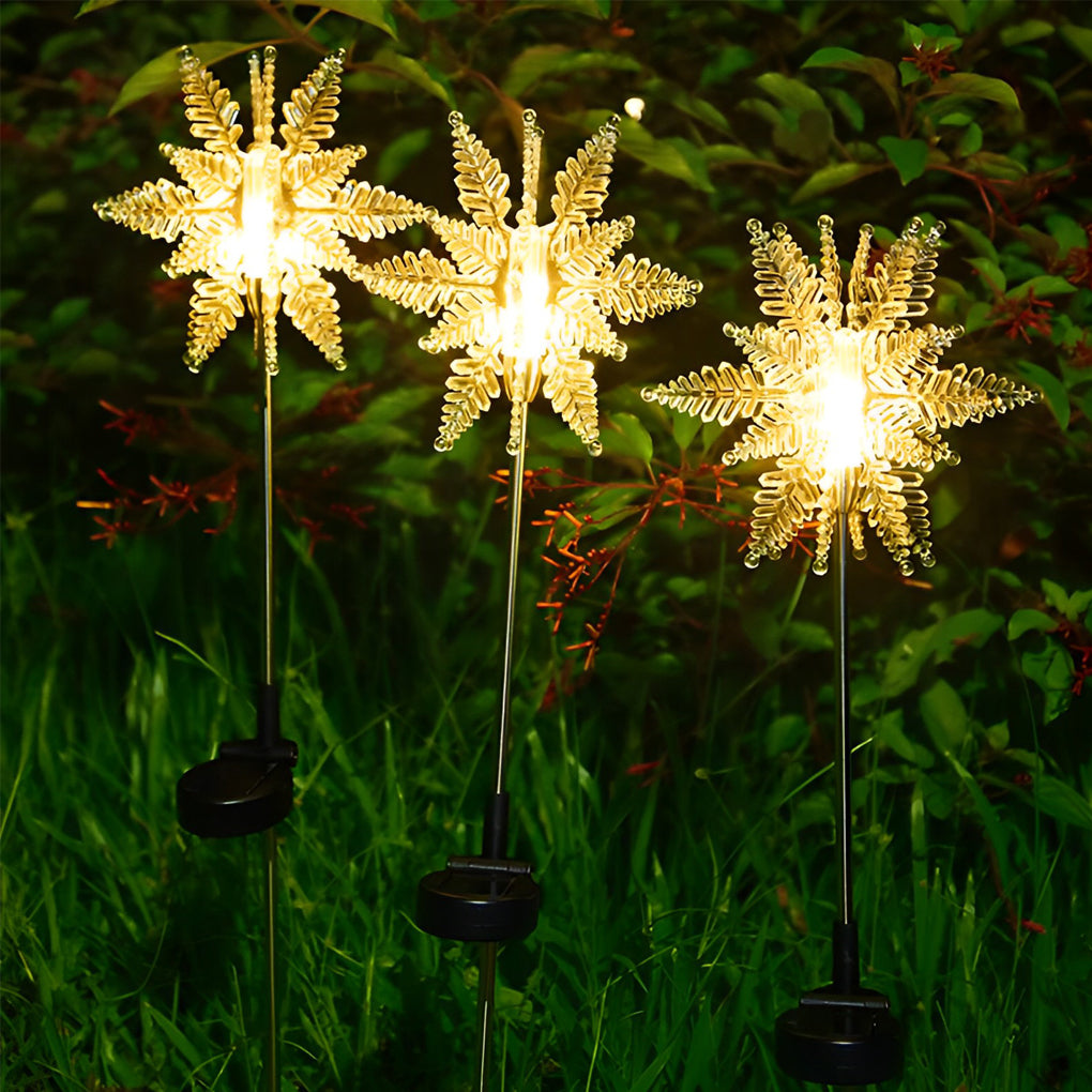 Solar Snowflake Lawn Lights Set - Acrylic Outdoor Garden Decor