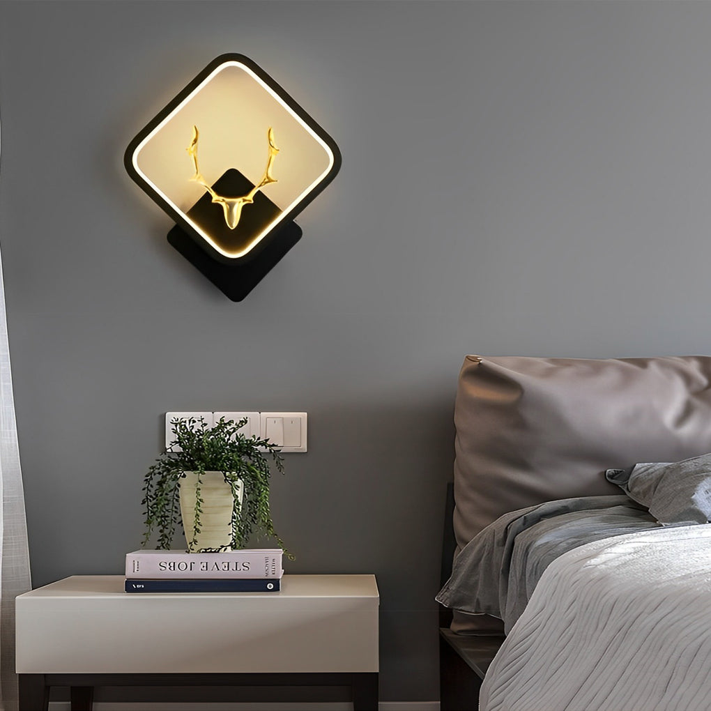 Modern Antler Wall Sconce LED Bedside Lamp Iron Aluminum