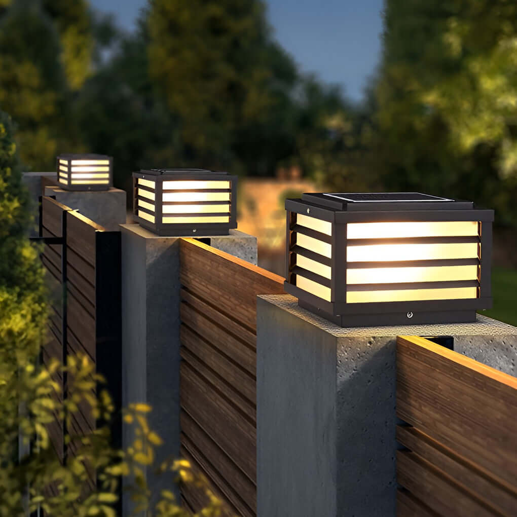 Solar LED Fence Cap Post Light - Modern Outdoor Post Lighting