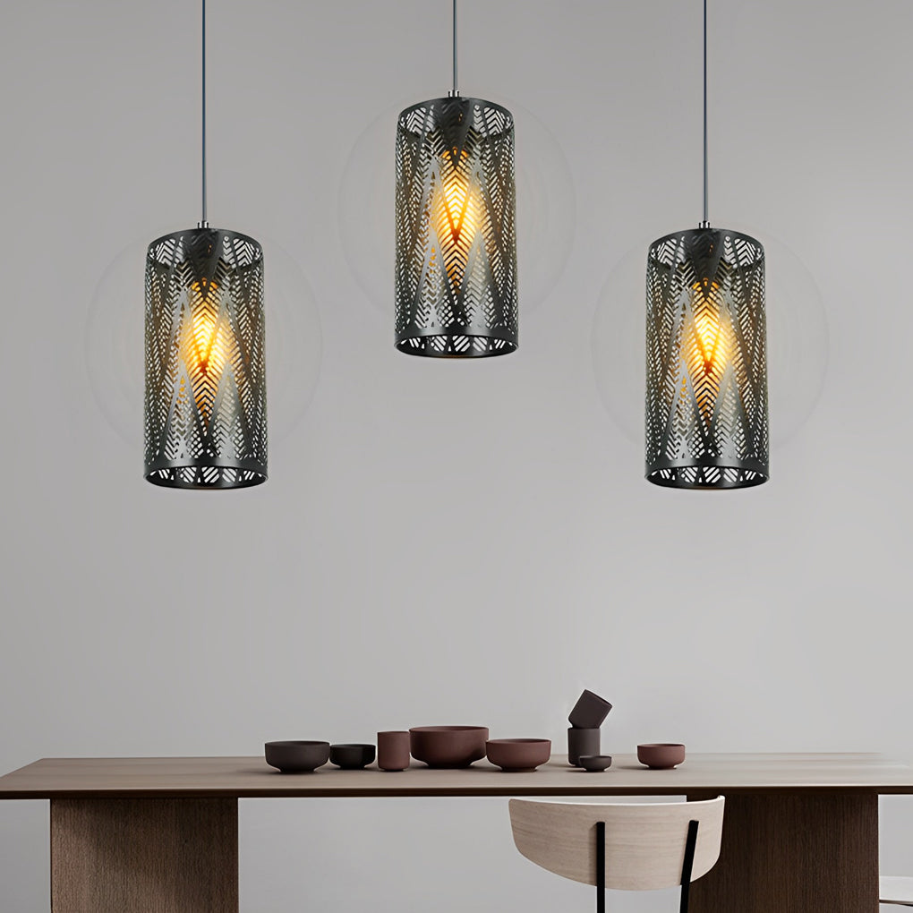 Black Iron Hollow Cylinder Pendant Light – Industrial Modern