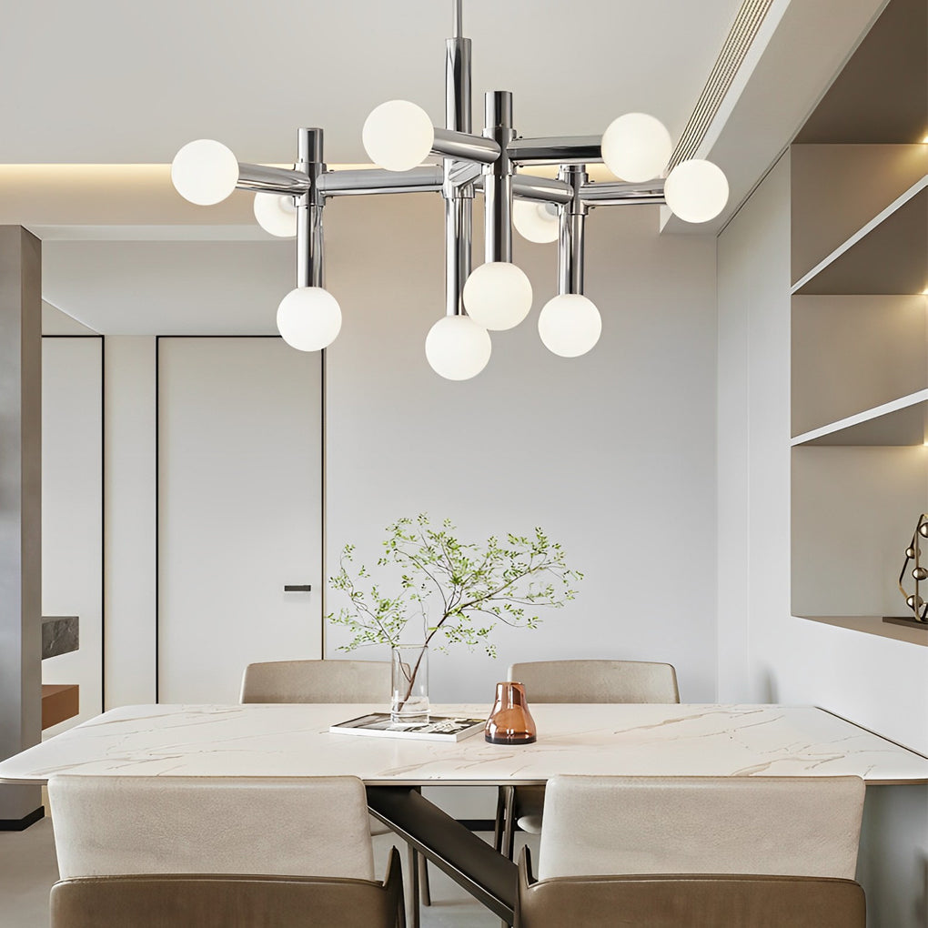 10-Light Sputnik Chandelier Chrome Glass Ball Modern Ceiling Light