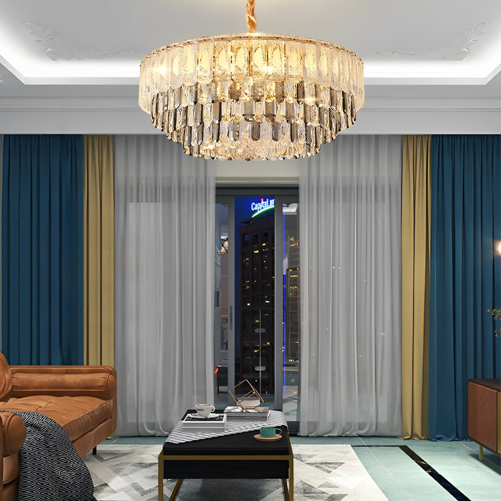 Modern Crystal Chandelier with Three-Step Dimming LED