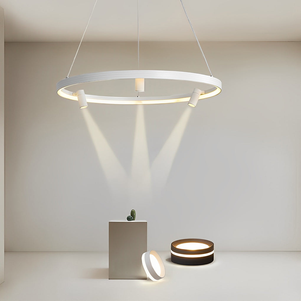 Modern Round LED Pendant Light with Adjustable Spotlights