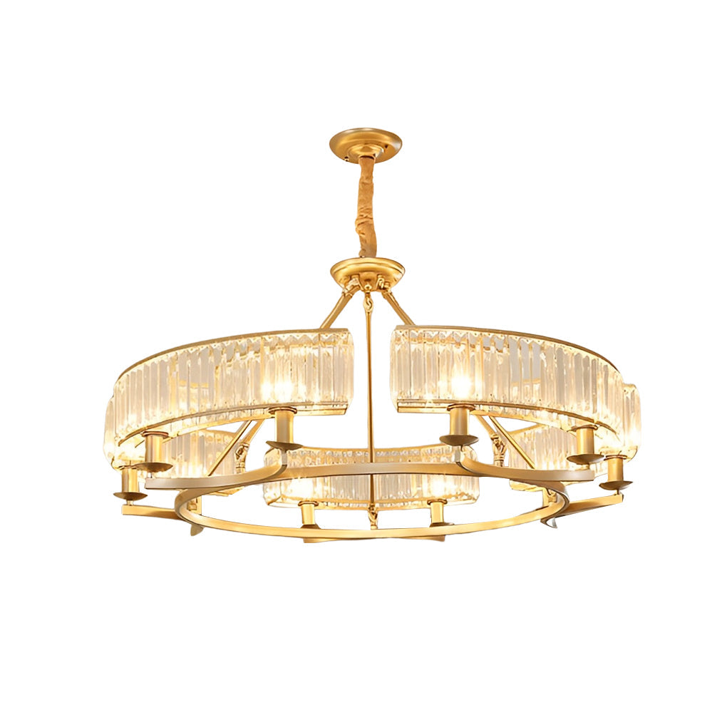 Modern Crystal Chandelier with Three-Step Dimming & Metal Frame