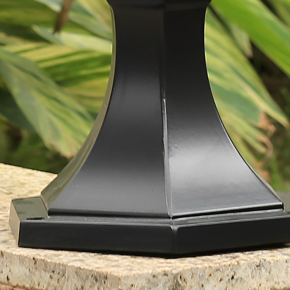 Vintage Black Outdoor Lawn Post Light with Water Glass Lens