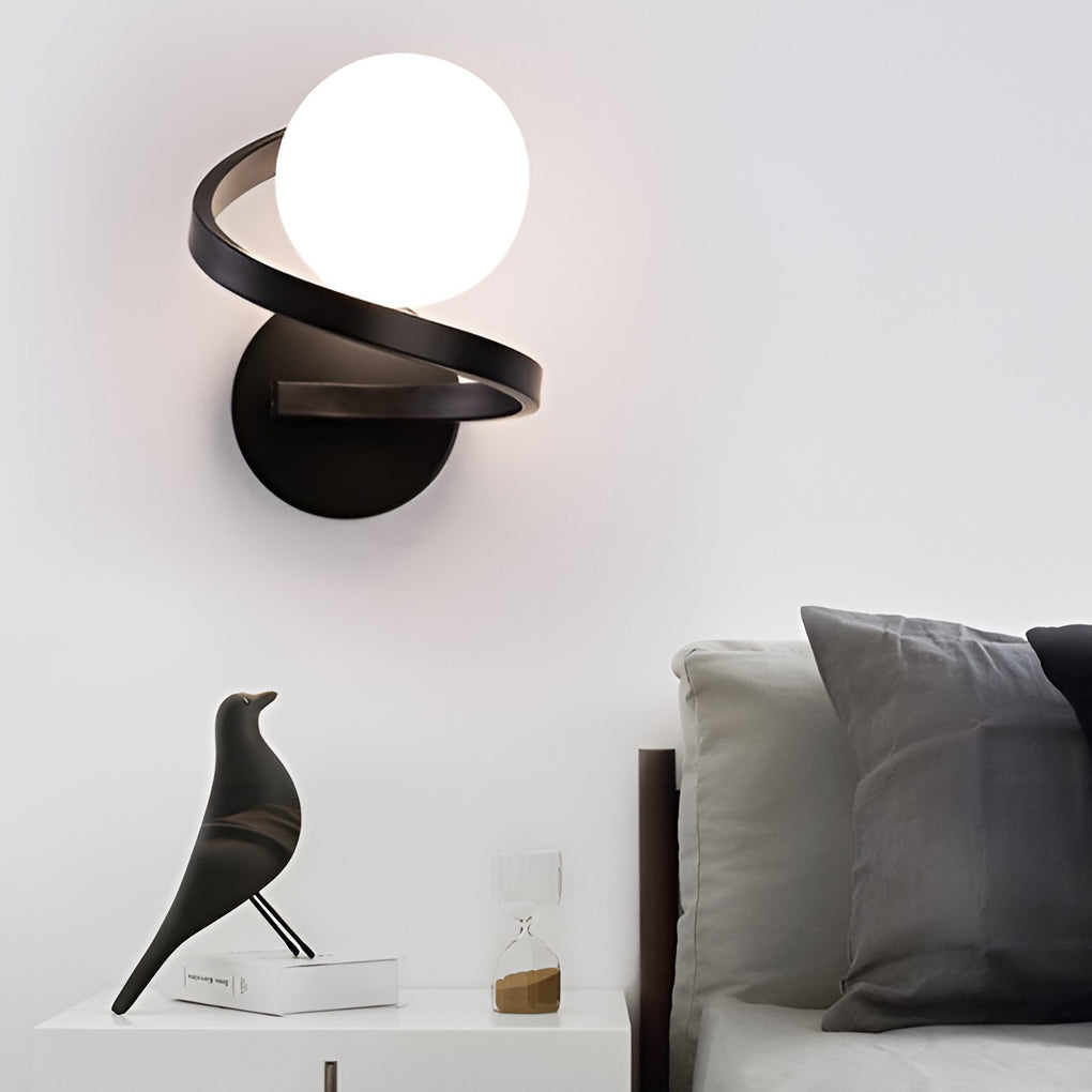 Curved Metal LED Wall Sconce with Glass Shade - Modern Lighting