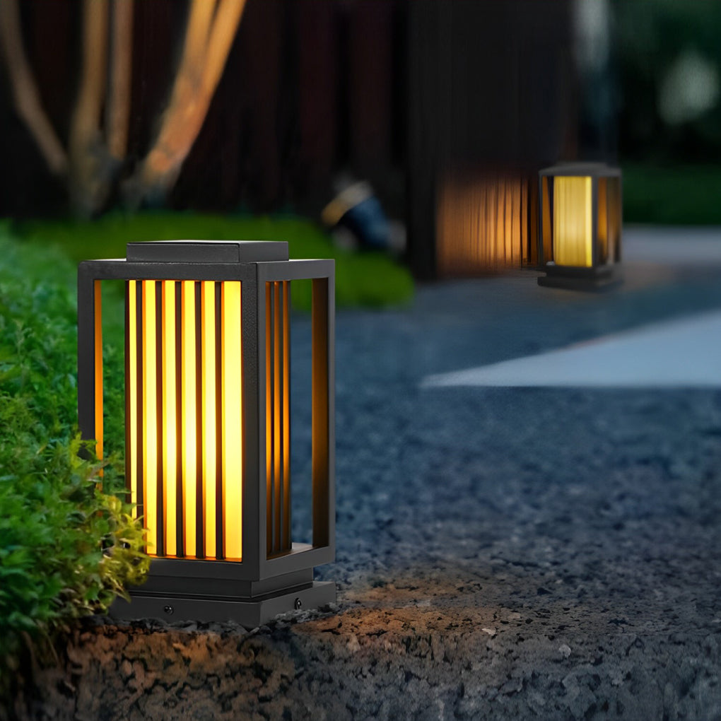 Modern Black Cage LED Pathway Lawn Light for Outdoor Landscape