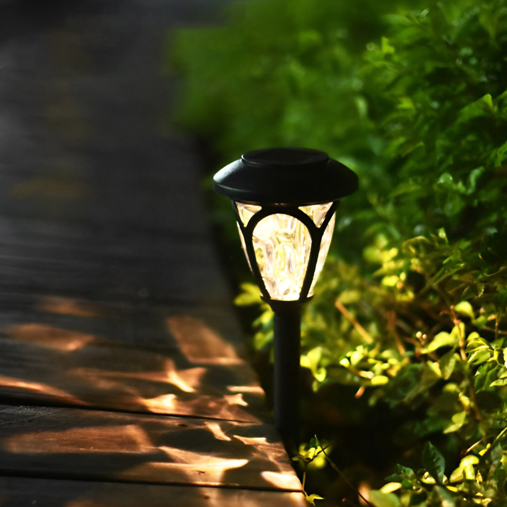Solar LED Lawn Lamp Set with Black Glass Shade (2 Pack)