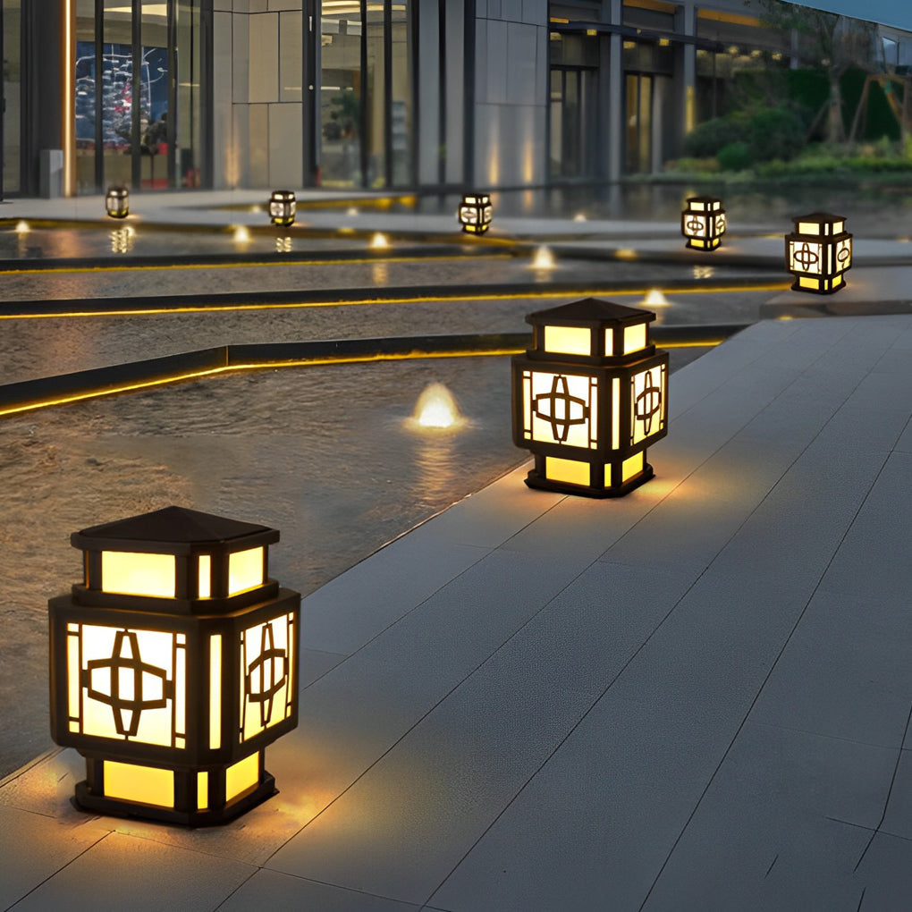 Modern LED Outdoor Post Light - Stainless Steel & Marble Finish