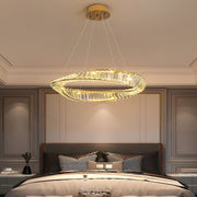 Modern Ring Crystal Chandelier with Stepless Dimming - Gold Finish