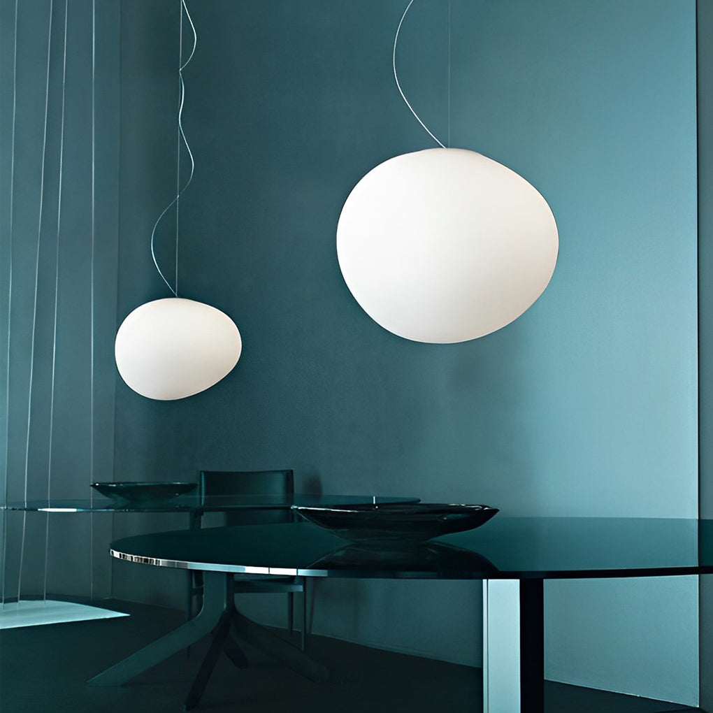 Modern Glass Globe LED Pendant Light White Spherical Hanging Lamp