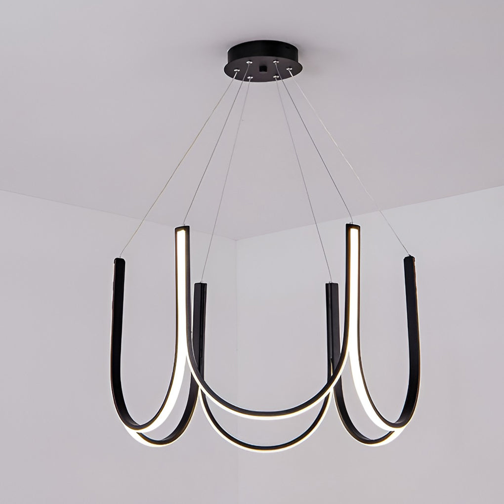 Modern LED Chandelier with 3-Step Dimming - Aluminum & Iron