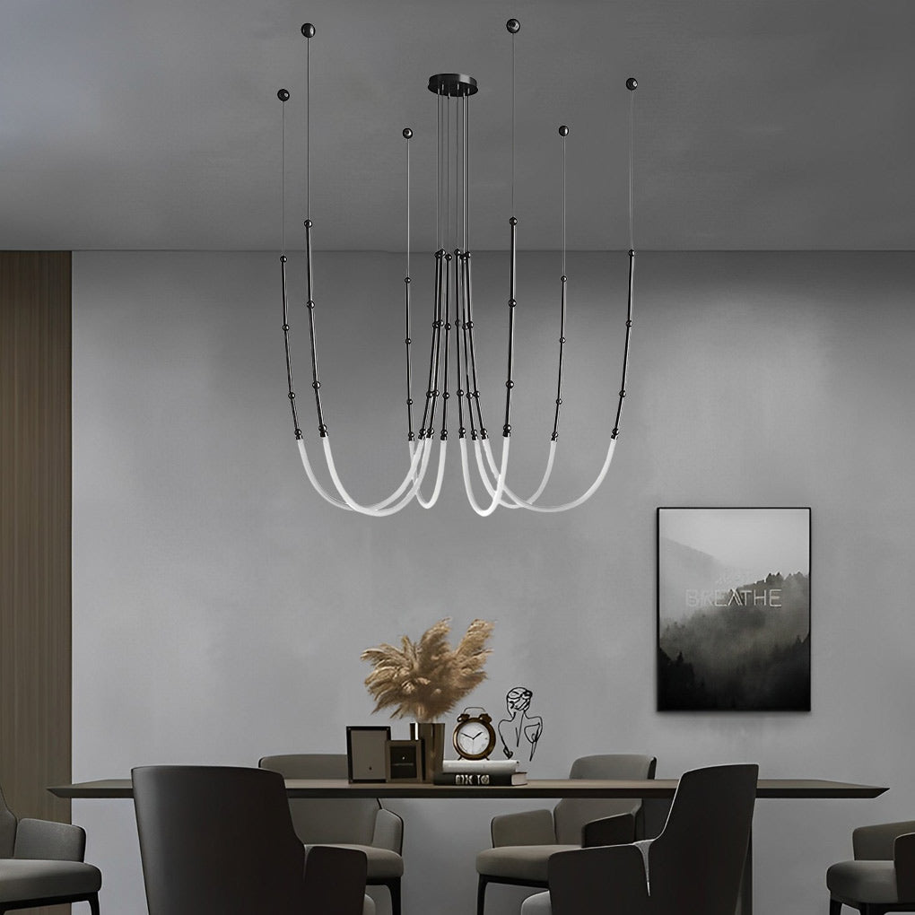 Adjustable Modern Staircase Chandelier with Iron Frame