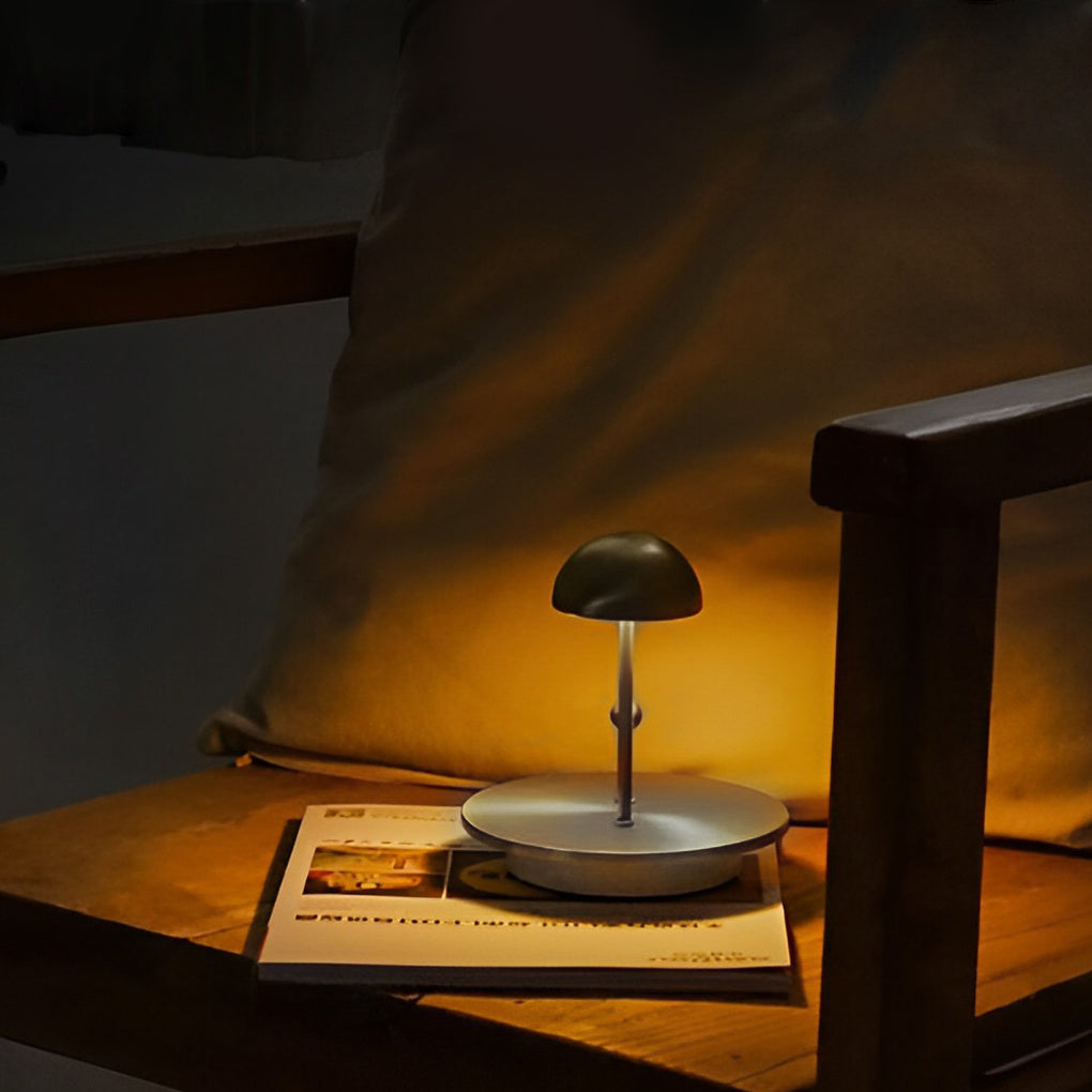 Modern Nickel Table Lamp with Touch Dimming & USB Rechargeable