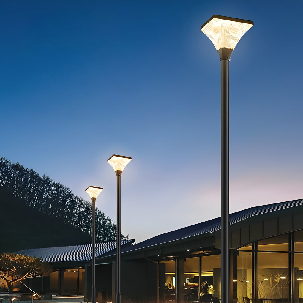 Modern Solar Garden Lamp Post with Remote Control - Waterproof