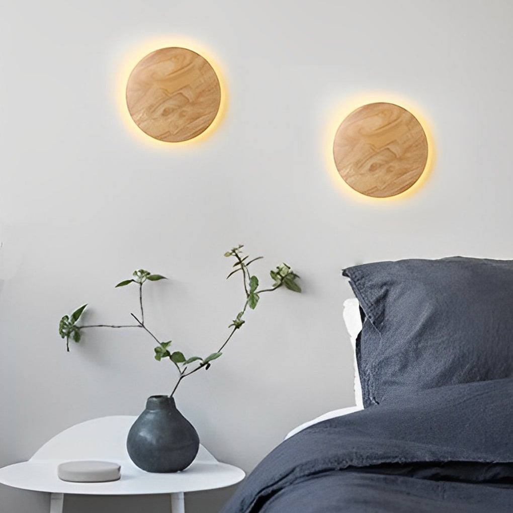 Modern Oak Wood LED Wall Sconce – Round & Oval Design