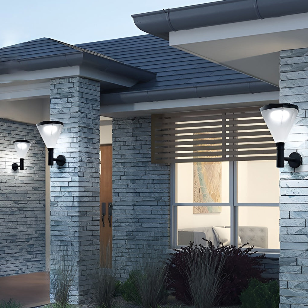 Geometric Solar LED Outdoor Wall Lamp | Waterproof Aluminum Sconce