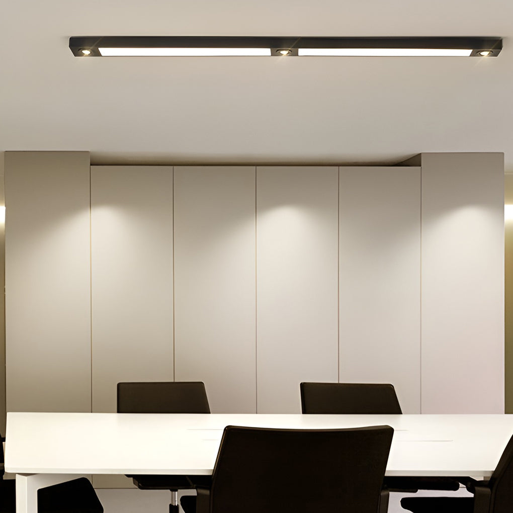 Linear LED Black Ceiling Light with Adjustable Spotlights