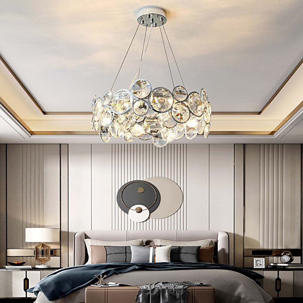 Modern Crystal Bubble Chandelier with Electroplated Metal Frame