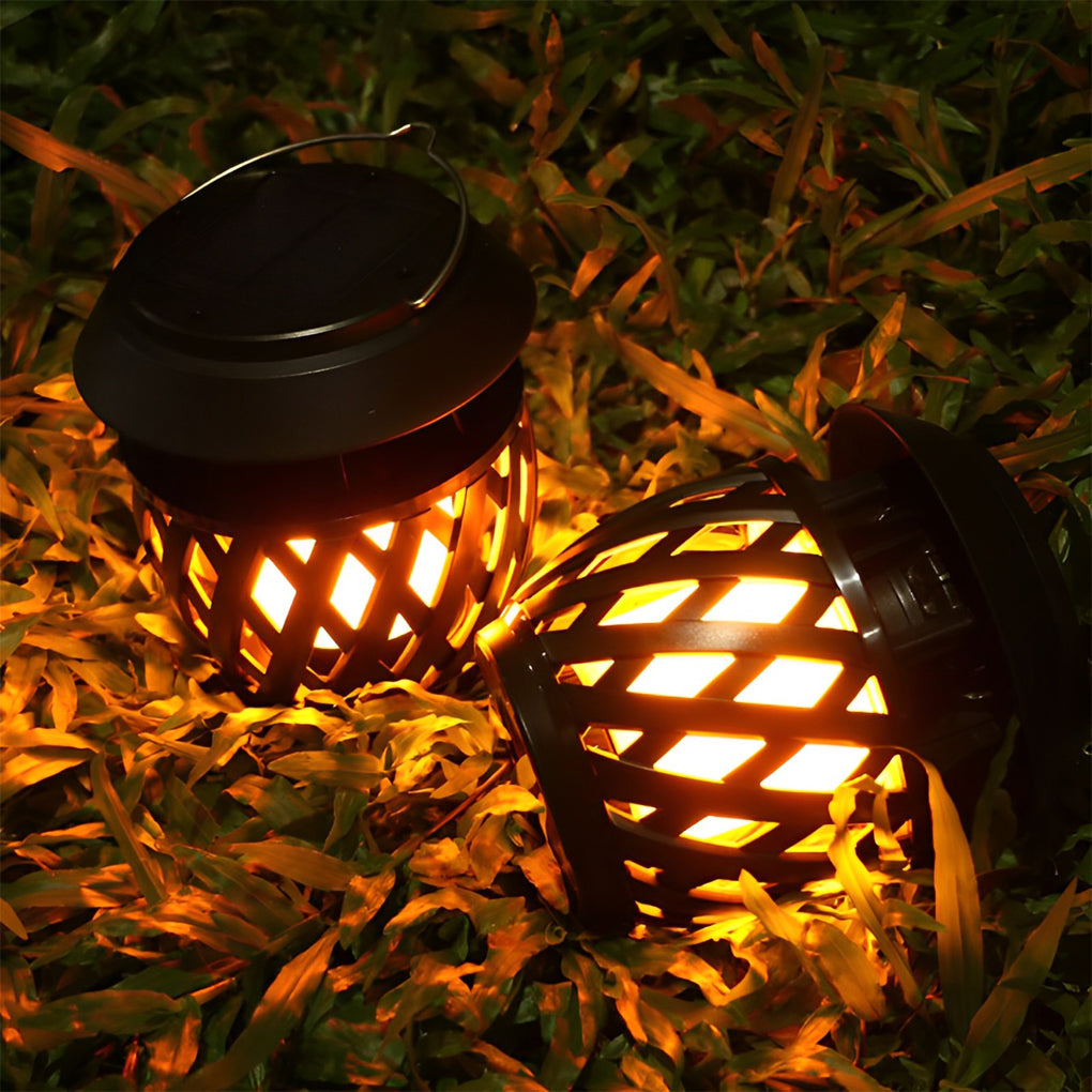 Portable Solar LED Outdoor Lantern with Flickering Flame Effect