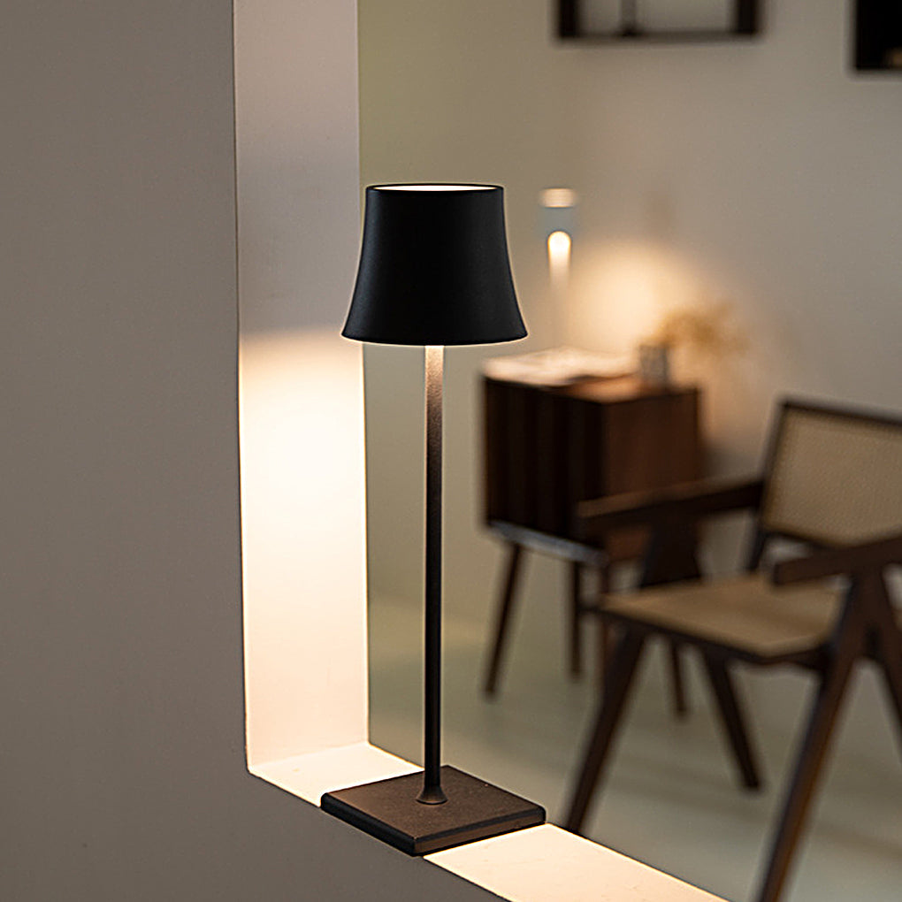 15" Cordless Modern Metal Table Lamp - Black/White Rechargeable