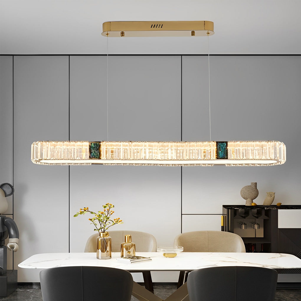 Oval Crystal Chandelier with Stepless Dimming & Gold Finish
