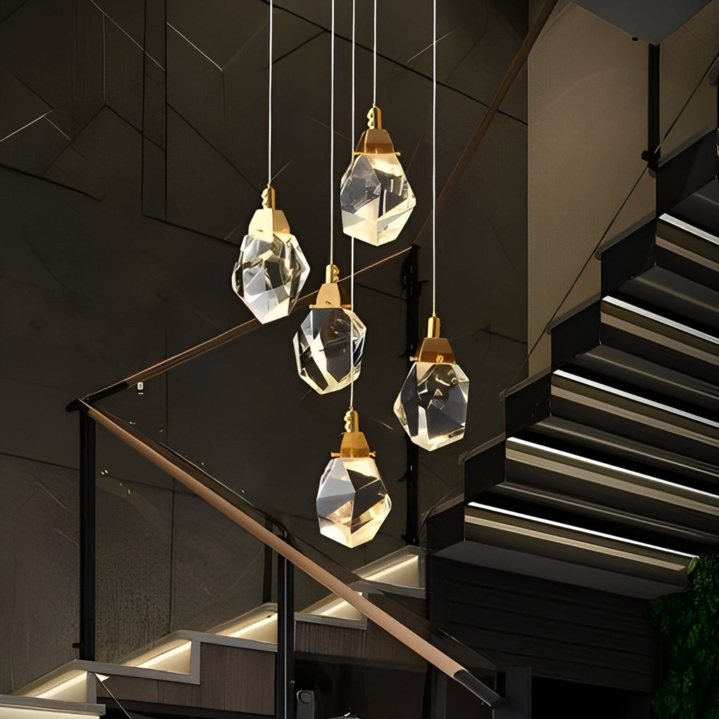 Spiral Crystal Staircase Chandelier Modern Electroplated Gold