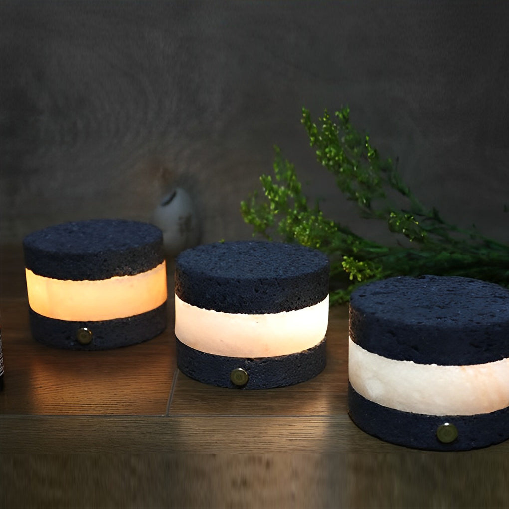 Volcanic Brick Cordless LED Table Lamp with Touch Dimming