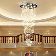Double Spiral Crystal LED Staircase Chandelier with 3-Step Dimming