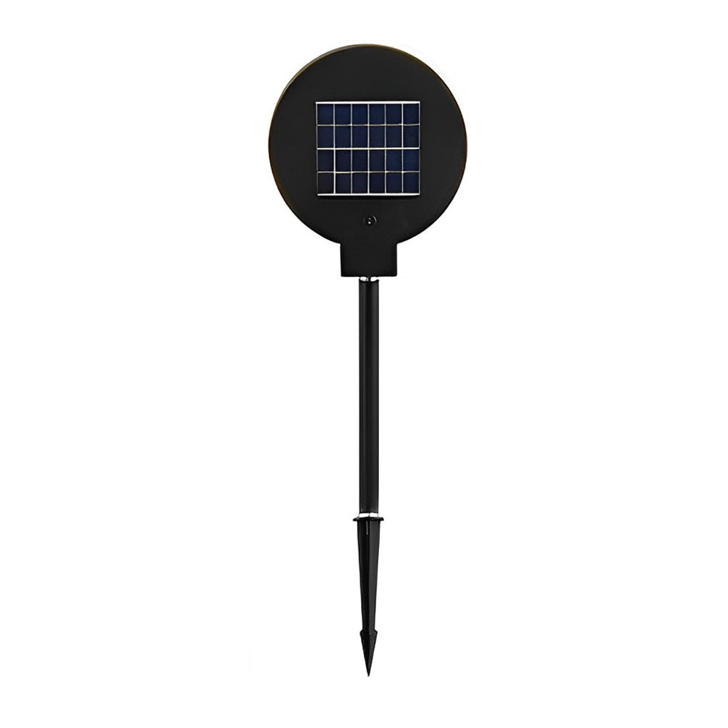 Modern Circular Solar LED Lawn Light - Stainless Steel Black