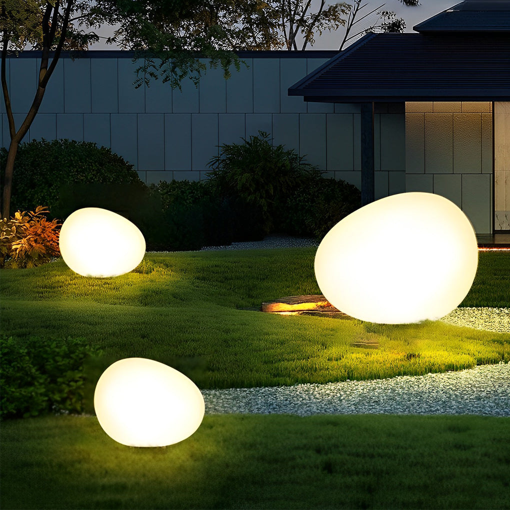 Modern Cobblestone LED Outdoor Lamp with 3-Color Temperature Settings