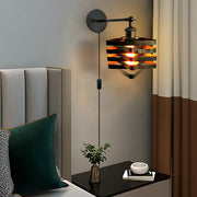 Adjustable Black Iron Swing Arm Wall Sconce with Plug