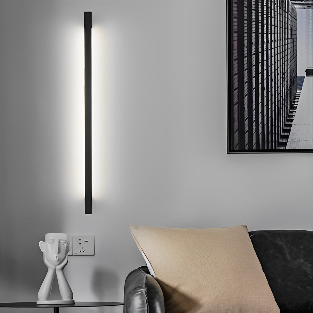 Minimalist LED Strip Wall Light with 3-Step Dimming - Black Iron
