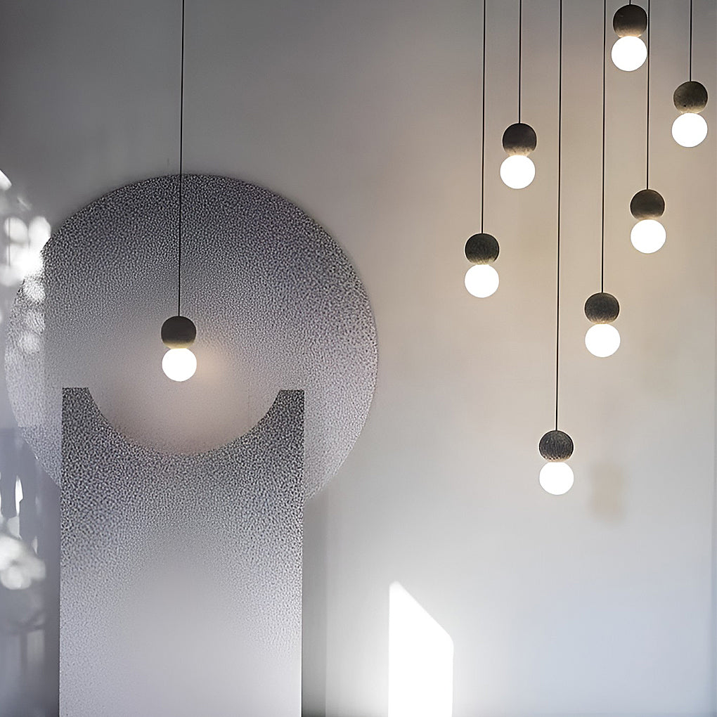 Modern Round Cement LED Wall Sconce & Pendant Light