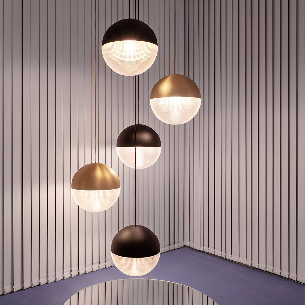 Modern Glass Globe Pendant Light with Gold & Black Finish