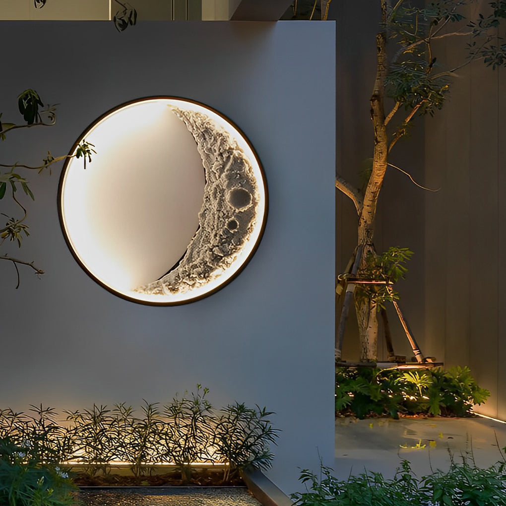 Art Deco Moon Crescent LED Outdoor Wall Light