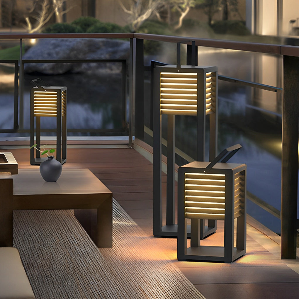 Modern Square Solar Outdoor Lawn Lamp with Handle - Waterproof LED