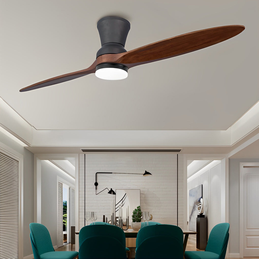 Modern Wood Ceiling Fan with Dimmable LED Light & Remote - 56 Inch