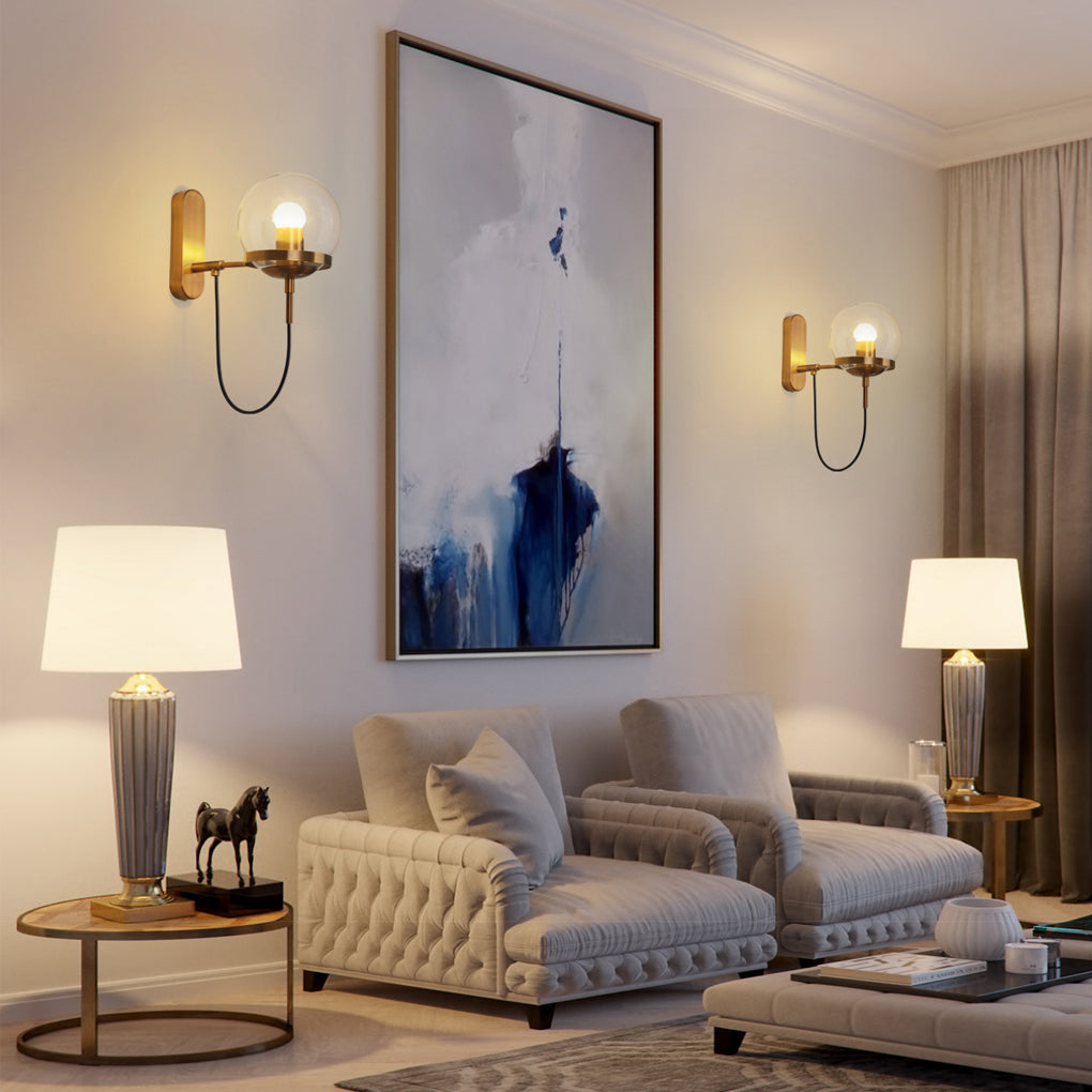 Industrial Glass Ball Wall Sconce with Metal Frame
