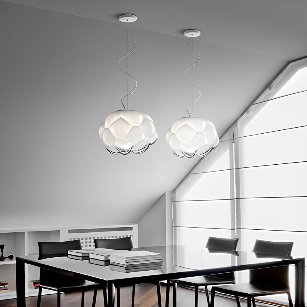 Cloud Glass Pendant Light - Modern White LED Ceiling Chandelier